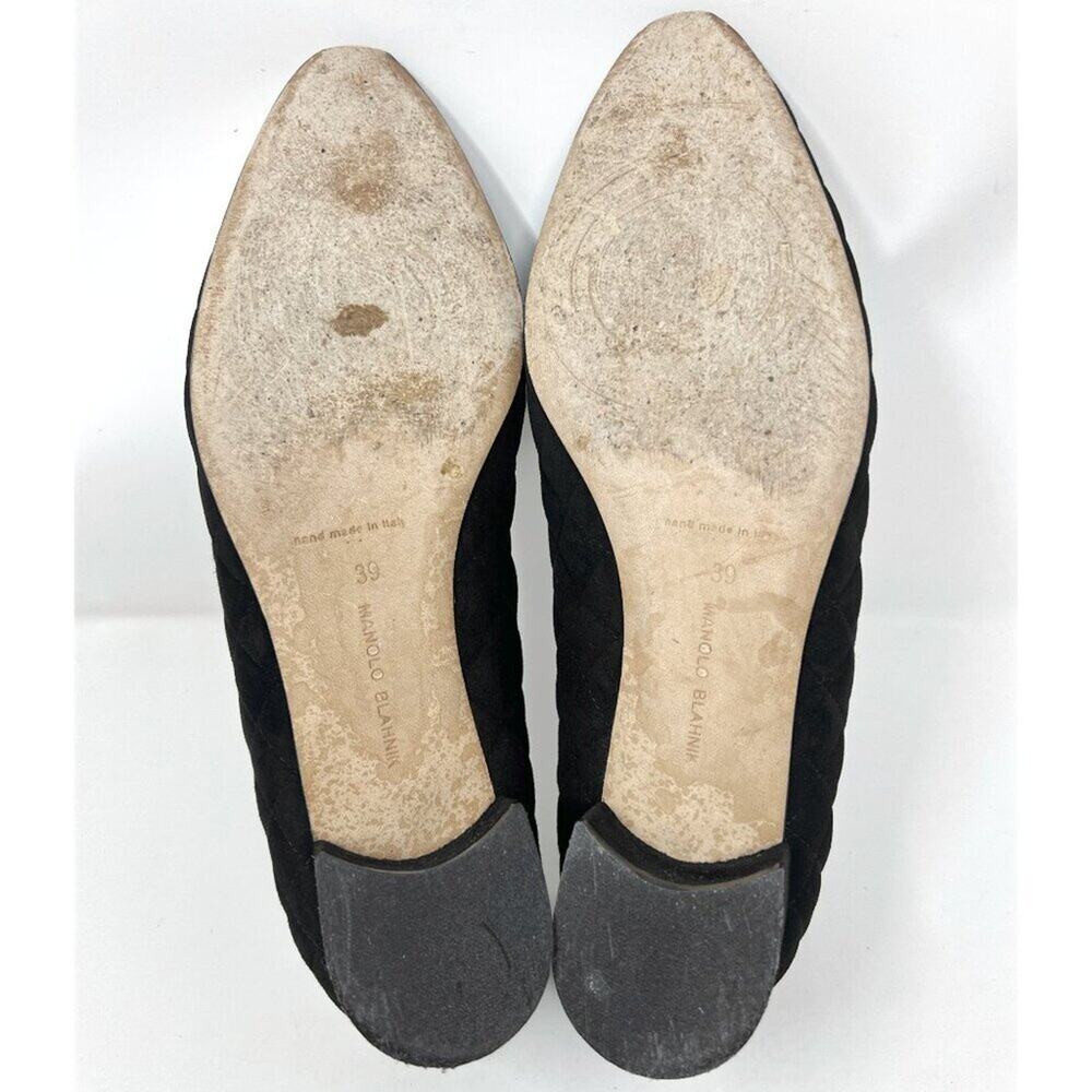 Manolo Blahnik Lisqui Quilted Suede Block Heel Pumps Black Size‎ 39 US 9 - Picture 9 of 10